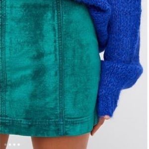 FP Emerald Green Velvet Mini Skirt